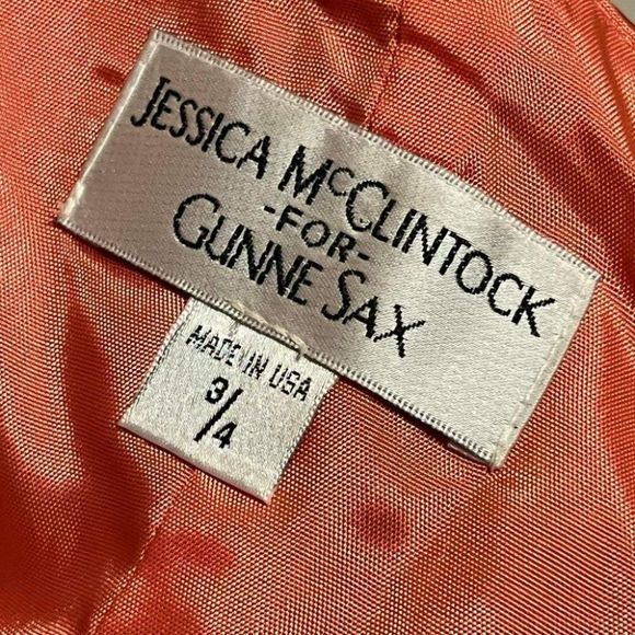 Jessica McClintock for Gunne Sax Coral Pink Halter Gown Dress Size 3/4 - Picture 9 of 14